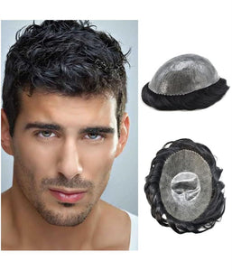 Fashion Natural Toupee for Men Human Hair Replacement System Thin Skin Hair Piece