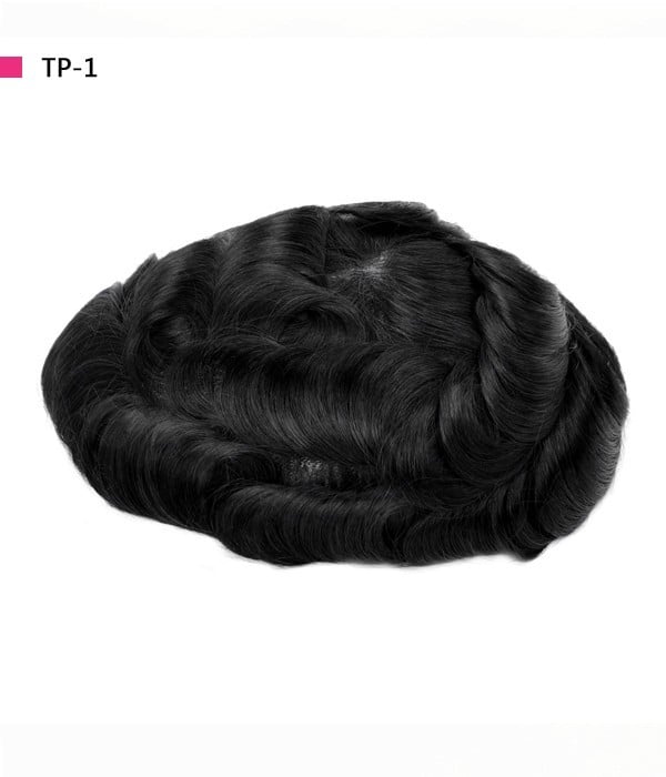 Fashion Natural Toupee for Men Human Hair Replacement System Thin Skin Hair Piece