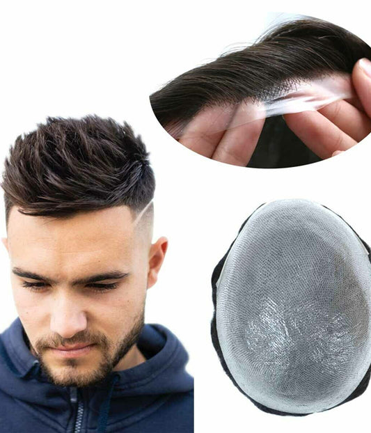 Men's Ultra Thin Skin V-looped Hair 0.02-0.04mm Most Breathable Skin Hair Replacement System
