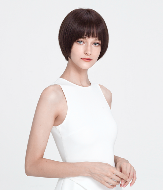 Rebecca 100% Human Hair Full Lace Wigs Fashion Textured Short Wig With Bangs