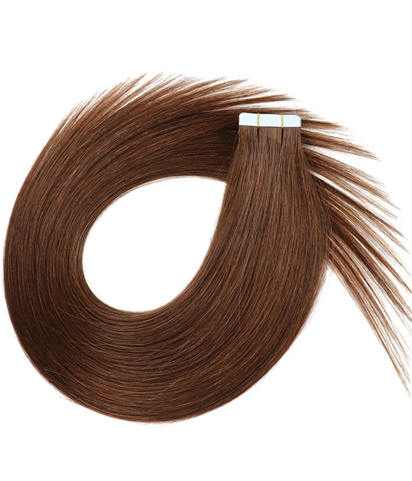 Rebecca Brazilian Hair Natural Color Hair Tape in Hair Extensions Human Hair Extensions - #4 Medium Brown