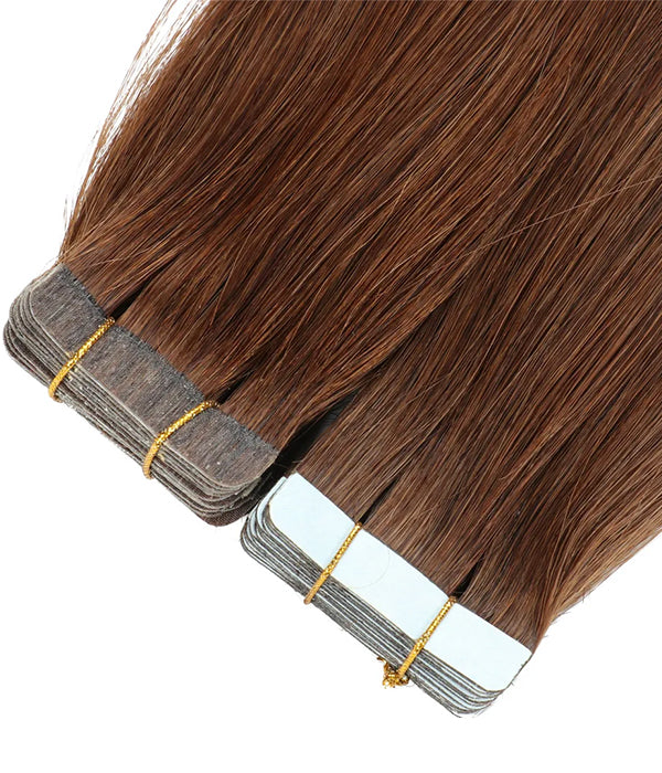 Rebecca Brazilian Hair Natural Color Hair Tape in Hair Extensions Human Hair Extensions - #4 Medium Brown