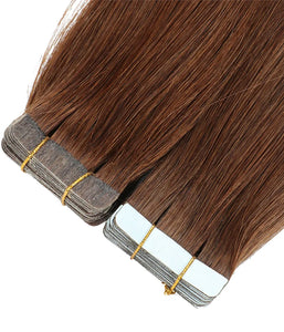 Rebecca Brazilian Hair Natural Color Hair Tape in Hair Extensions Human Hair Extensions - #4 Medium Brown