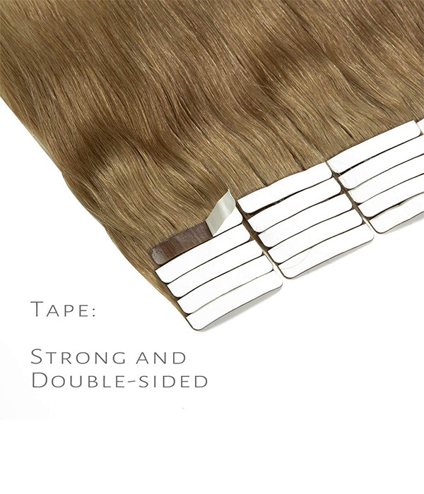 Rebecca Fashion Tape In Hair Extensions 20 Pcs Straight 100% Human Hair Invisible Tape In Hair Extensions For Women - T10/613