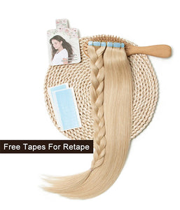 Rebecca Injected 100% Hand-Tied Invisible Tape In Hair Extension Virgin Human Hair- #16 Sandy Blonde