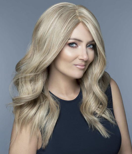 Rebecca Light Blonde Highlights 18 Inch Long Wigs Top Remy Human Hair Wigs With Layers