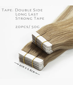 Rebecca Ombre Highlight Tape in Hair Extensions Human Hair 100% Real Remy Brazilian Straight Skin Weft Adhesive Glue - #8/60