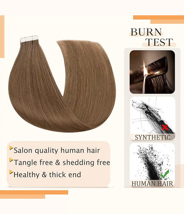 Rebecca Real Human Hair Straight Tape In Human Hair Extensions 50G/Pack For Women - #6