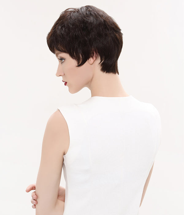 Rebecca Super Natural Short Wigs With Bangs 100% Remy Human Hair Lace Wigs