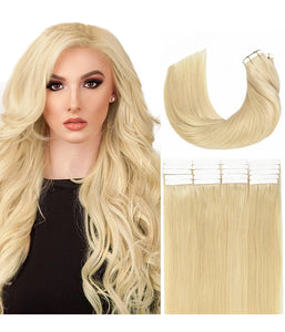 Rebecca Tape in Hair Extensions Blonde Tape in Extensions Remy Hair Straight Natural Tape in Real Human Hair- #613 Blonde