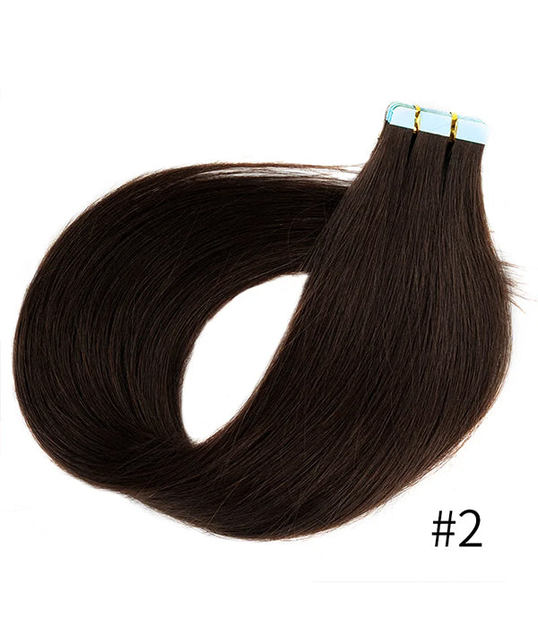 Rebecca Tape in Hair Extensions Straight Human Hair Extensions 50G/20Pcs For Women - #2 Dark Brown