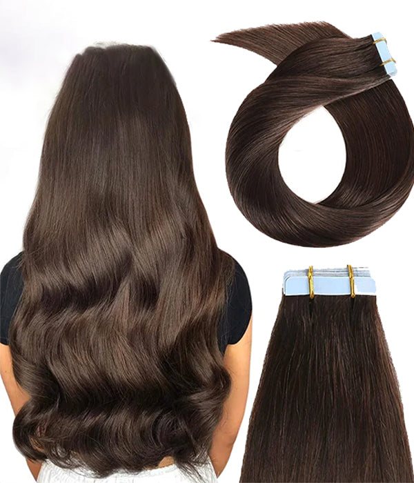 Rebecca Tape in Hair Extensions Straight Human Hair Extensions 50G/20Pcs For Women - #2 Dark Brown