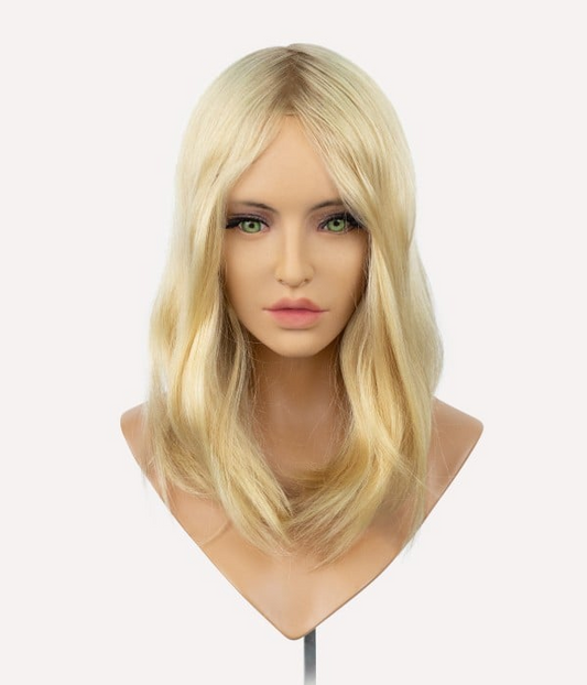Rebecca Wear And Go Straight Wavy Mono Topper 100% Hand-tied Human Hair Topper